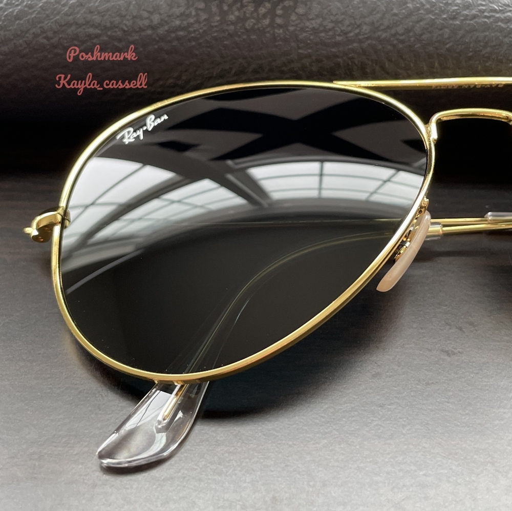 Ray-Ban Aviator Black Lenses RB3025 Gold Frame New - Picture 4 of 17